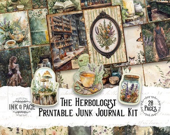 The Herbologist Junk Journal Printable Kit Victorian Apothecary Botanical Digital Download Vintage Scrapbook Grimoire Pages Herbal Ephemera