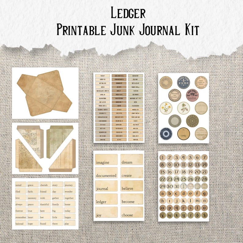 LEDGER Huge Junk Journal Printable Kit | Antique Journal Kit ...
