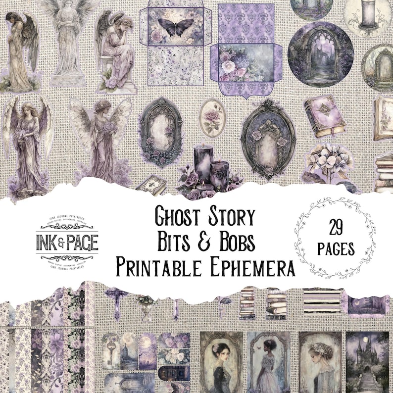 Ghost Story Printable Junk Journal Ephemera Haunted Graveyard Tag ...