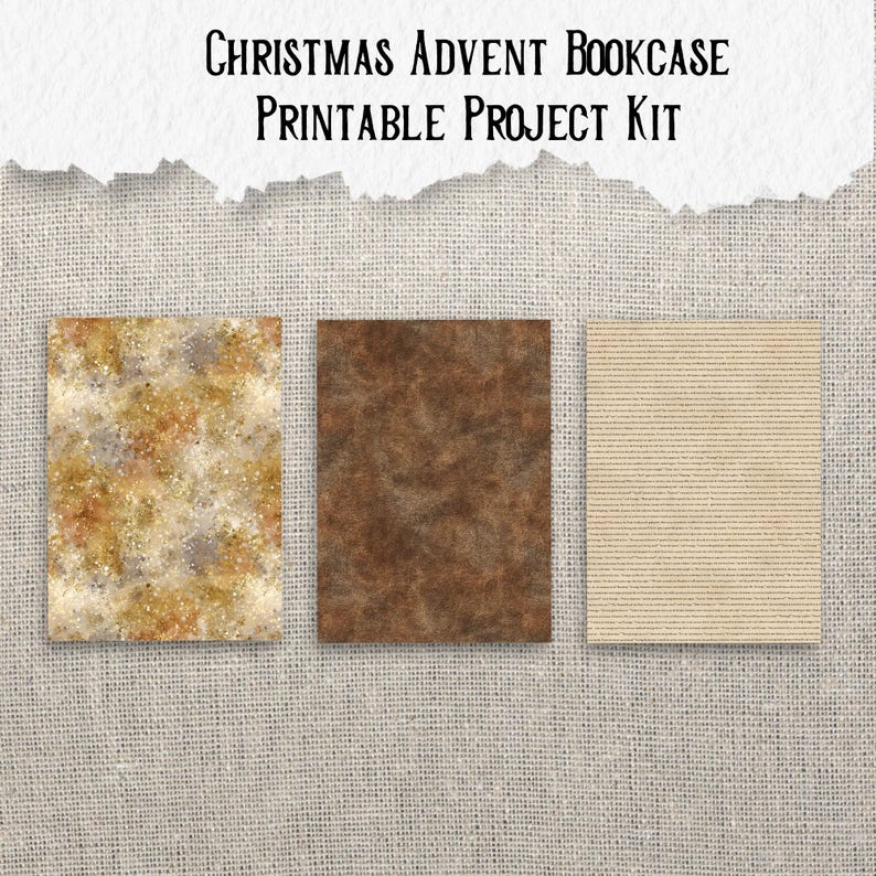 Utskrivbart kit för adventsbokhylla | Miniboklådor | Vintage julbibliotek | Skräpjournal och papperspysselprojekt bild 10