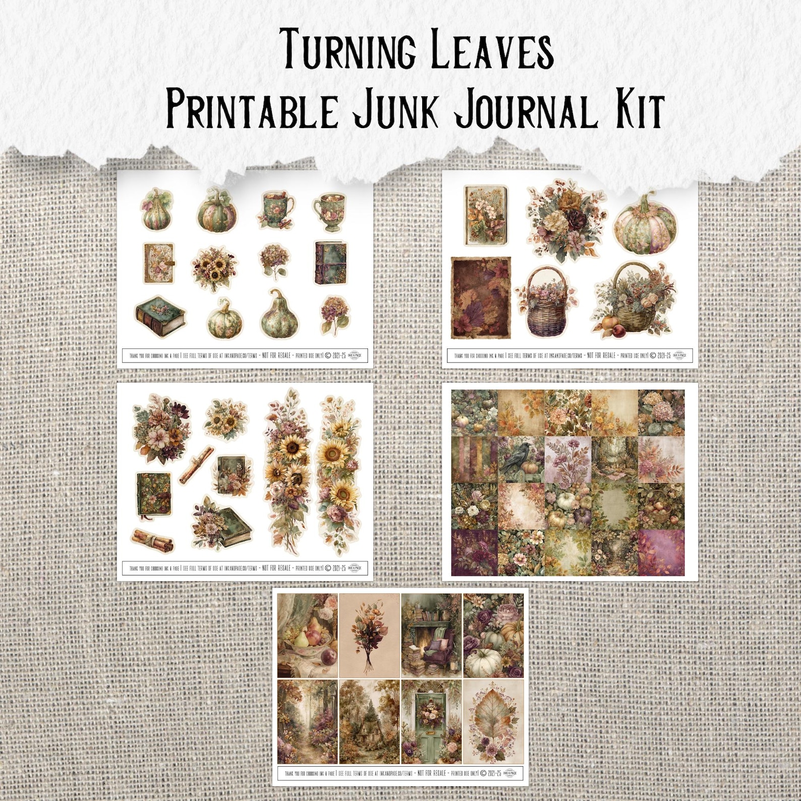 Autumn Junk Journal Printable Kit: Vintage Botanical Ephemera (digital ...