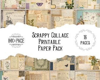Scrappy Collage Papers — Layered Vintage Backgrounds for Junk Journals
