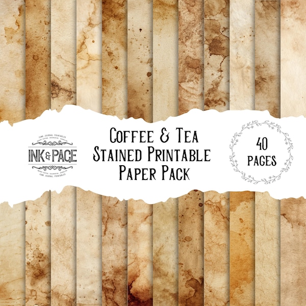 Coffee Stained Paper Pack: Grungy Vintage Journal Pages (Digital Download)