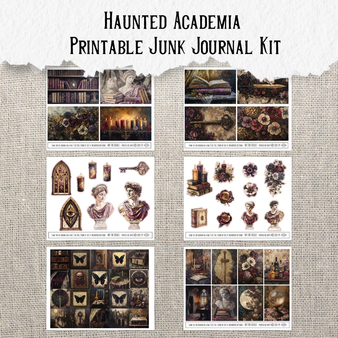 Haunted Academia Junk Journal Printable Kit Gothic Digital Download ...