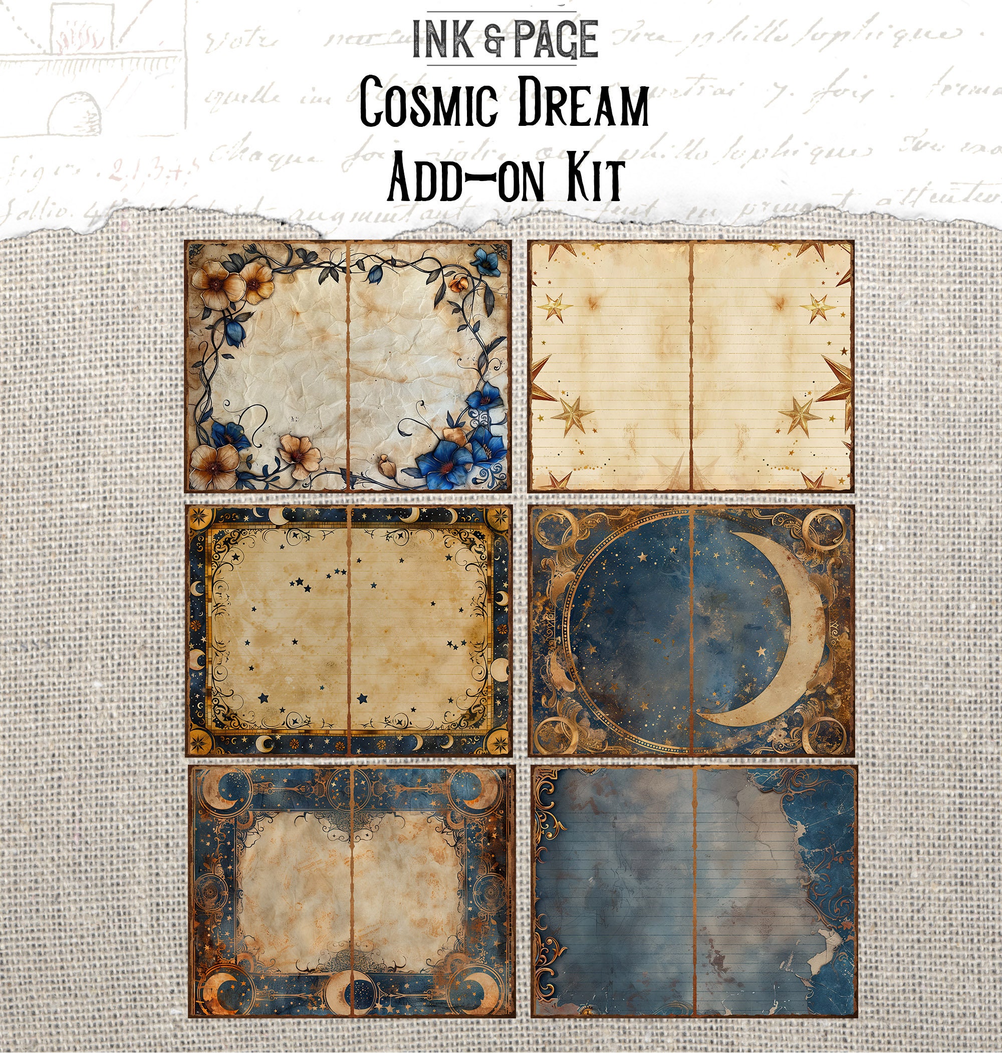 Cosmic Dream Printable Ephemera Moon Junk Journal Add-on Kit Lined ...