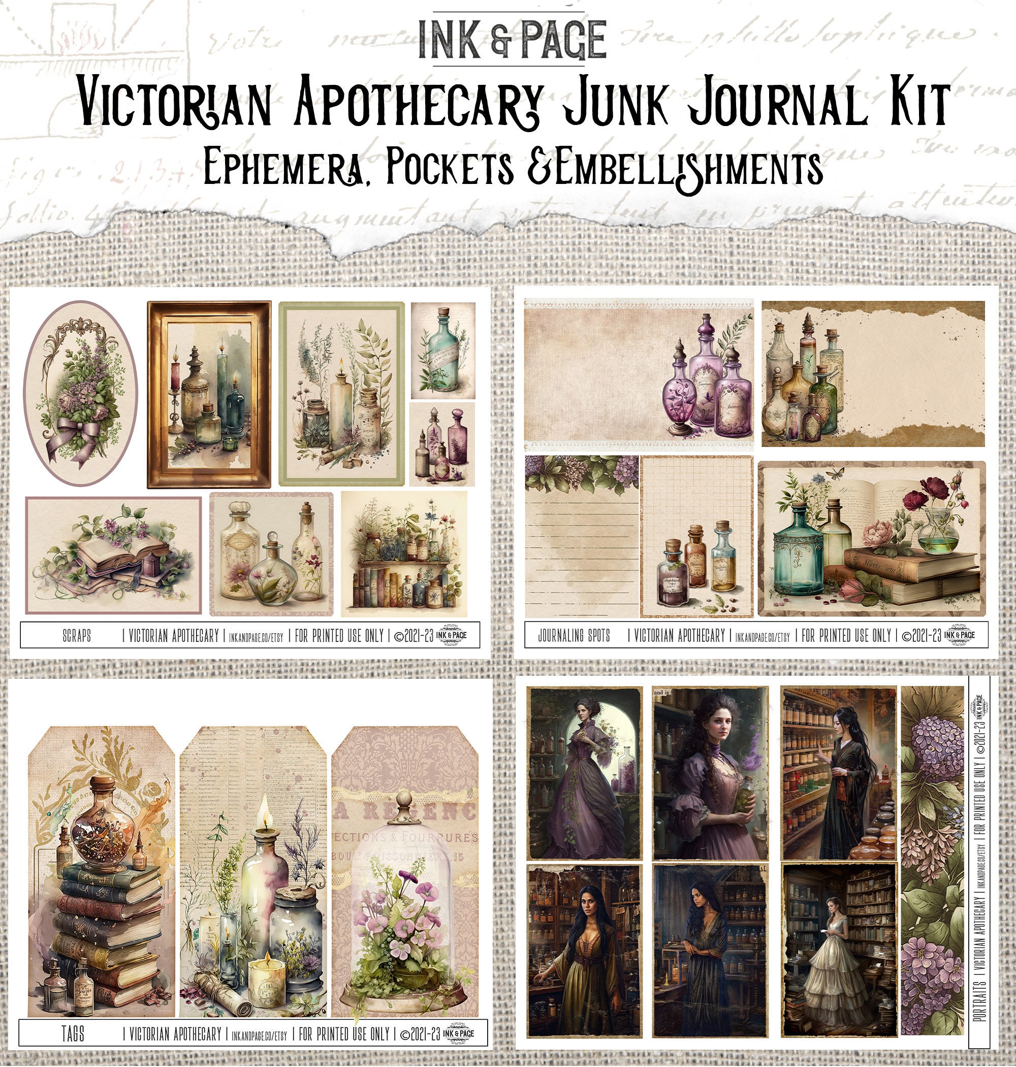 Victorian Apothecary Junk Journal Printable Kit Antique Ephemera ...