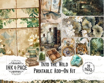 Into the Wild Printable Ephemera Add-On Junk Journal Kit Amazon Rainforest ATC Botanical Background Paper Specimen Envelopes Natural Science