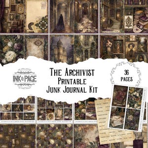 Archivar Junk Journal Kit, Dark Academia druckbare Ephemera, antike Papiere, geheime Dokumente, verstecktes Wissen, mysteriöses Bibliothekskit