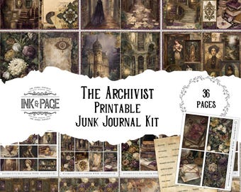The Archivist Junk Journal Kit, Dark Academia Printable Ephemera, Antique Papers, Secret Documents, Hidden Knowledge, Mysterious Library Kit