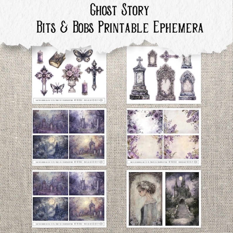 Ghost Story Printable Junk Journal Ephemera Haunted Graveyard Tag ...
