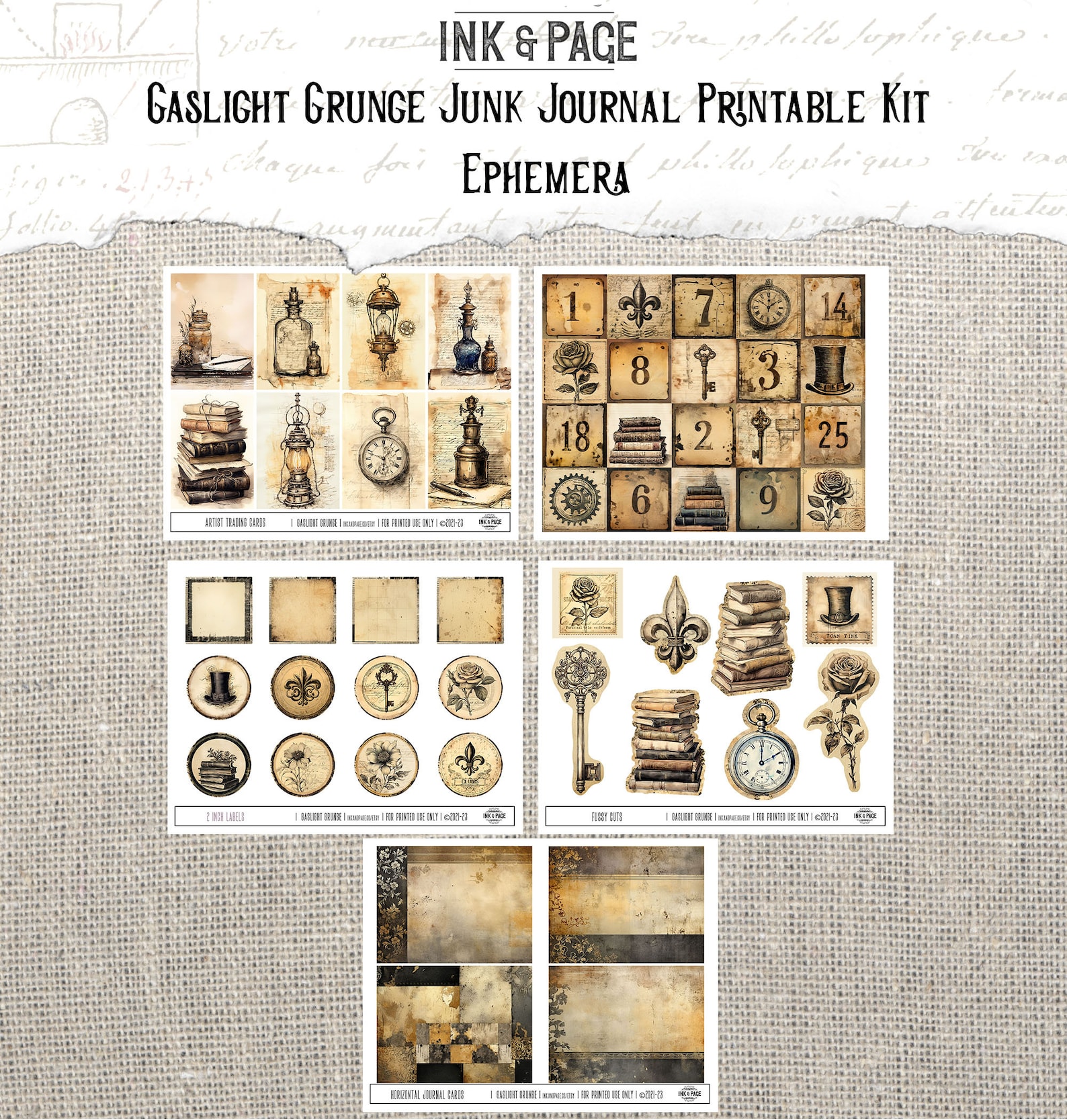 Gaslight Grunge Junk Journal Printable Kit Victorian Digital Download ...