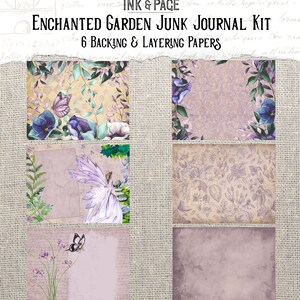 Enchanted Garden Printable Junk Journal, Fairy Digital Download, Vintage Ephemera Pack, Whimsical, Magical Scrapbook Paper, Pastel, Purple image 7
