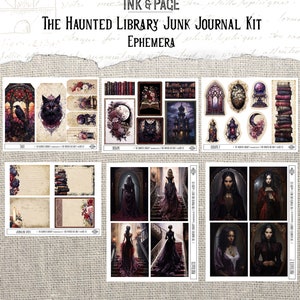 Haunted Library Junk Journal Printable Kit Halloween Digital Download ...
