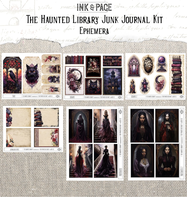 Haunted Library Junk Journal Printable Kit Halloween Digital Download ...