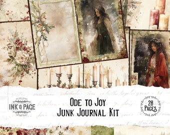 Ode an die Freude Junk Journal Printable Kit Winter Digital Download Schöne Weihnachten Ephemera Yule Journal Wald Scrapbook Wald Bujo Seiten