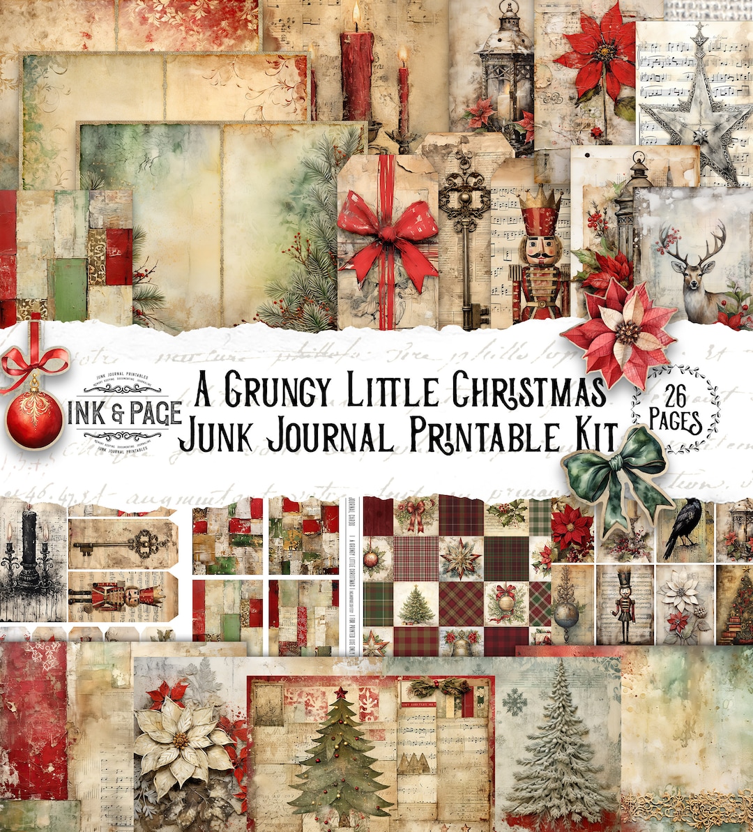 Grungy Little Christmas Junk Journal Printable Kit Vintage Holiday ...