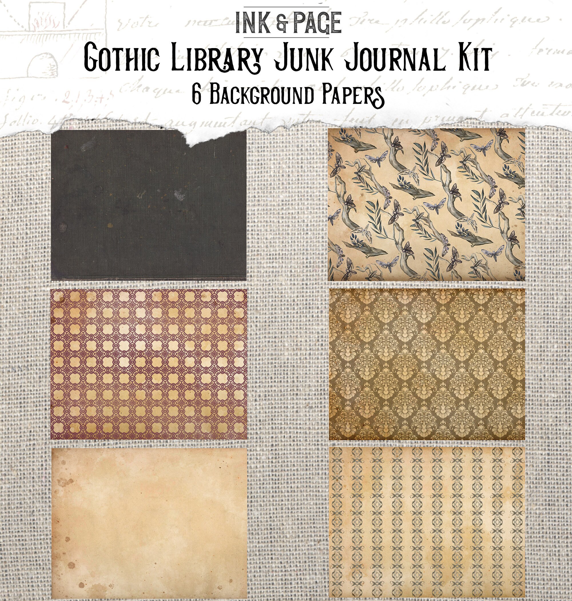 Gothic Library Printable Junk Journal Kit, Dark Academia, Digital ...