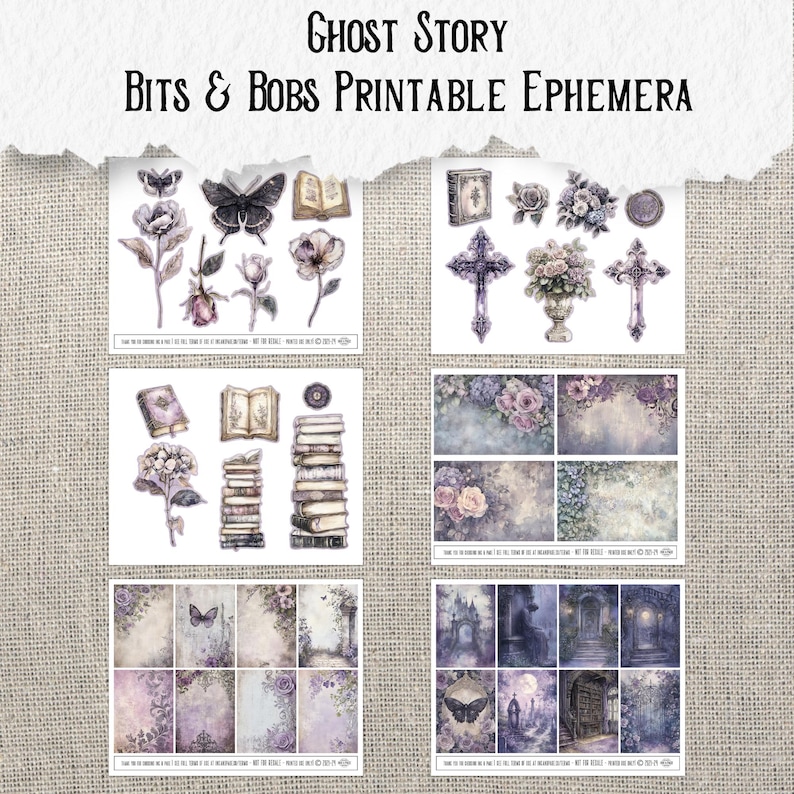 Ghost Story Printable Junk Journal Ephemera Haunted Graveyard Tag ...