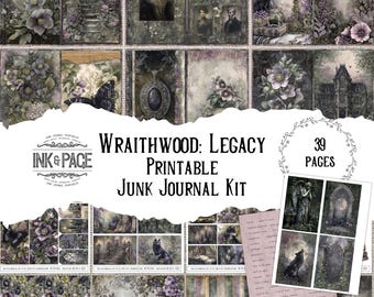 Kit diario stampabile Wraithwood Legacy / Stampabili gotici infestati / Pagine effimere stampabili per diari di Halloween e Dark Academia