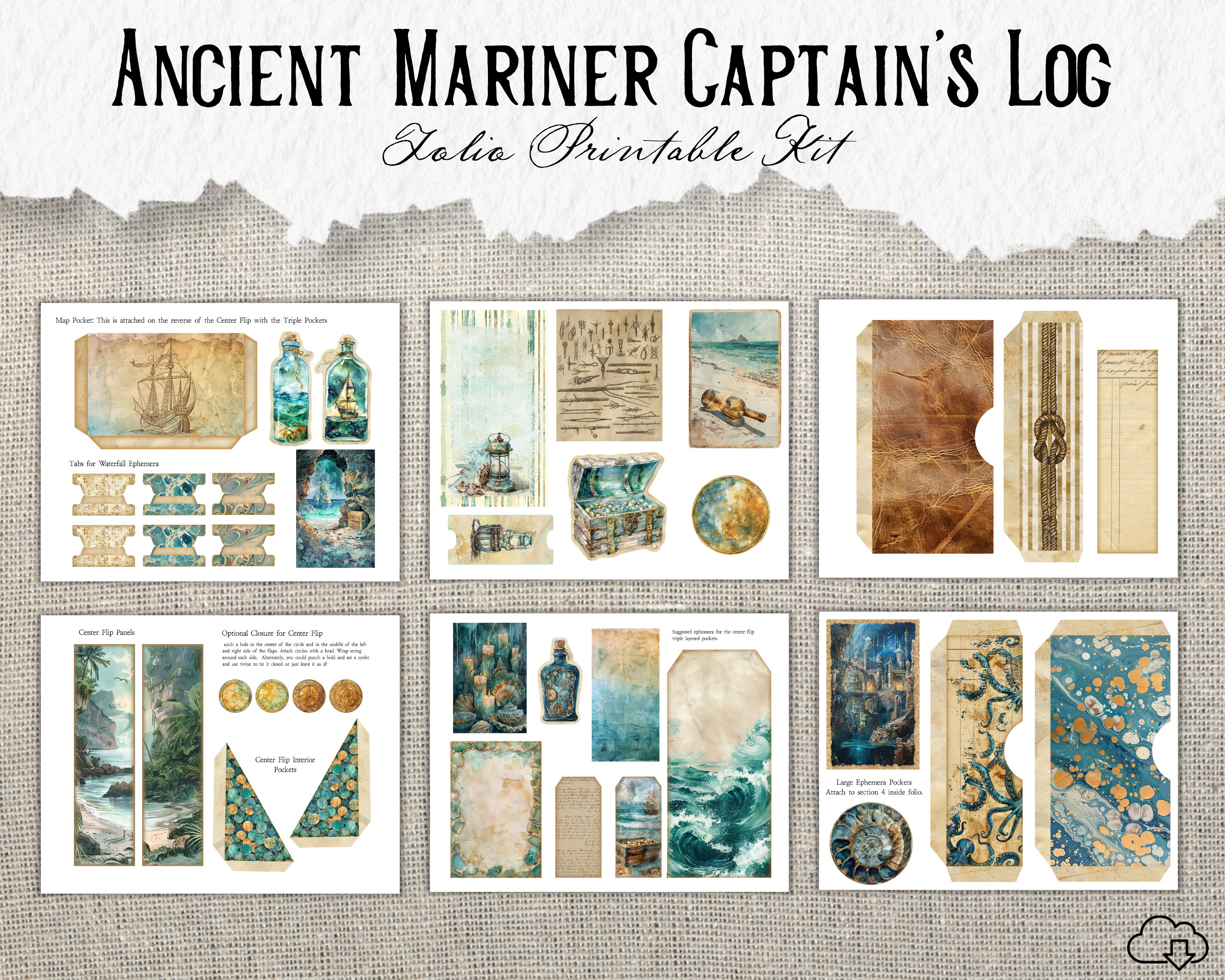 Captain's Log Printable Folio Ancient Mariner Ephemera Junk Journal ...