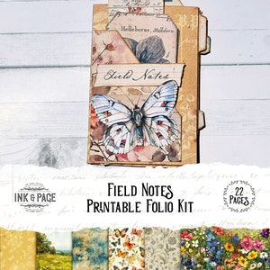 Field Notes Folio Junk Journal Ephemera Nature Notebook Vintage Botanical File Folder  Victorian Pockets Garden Butterfly Specimen Slide