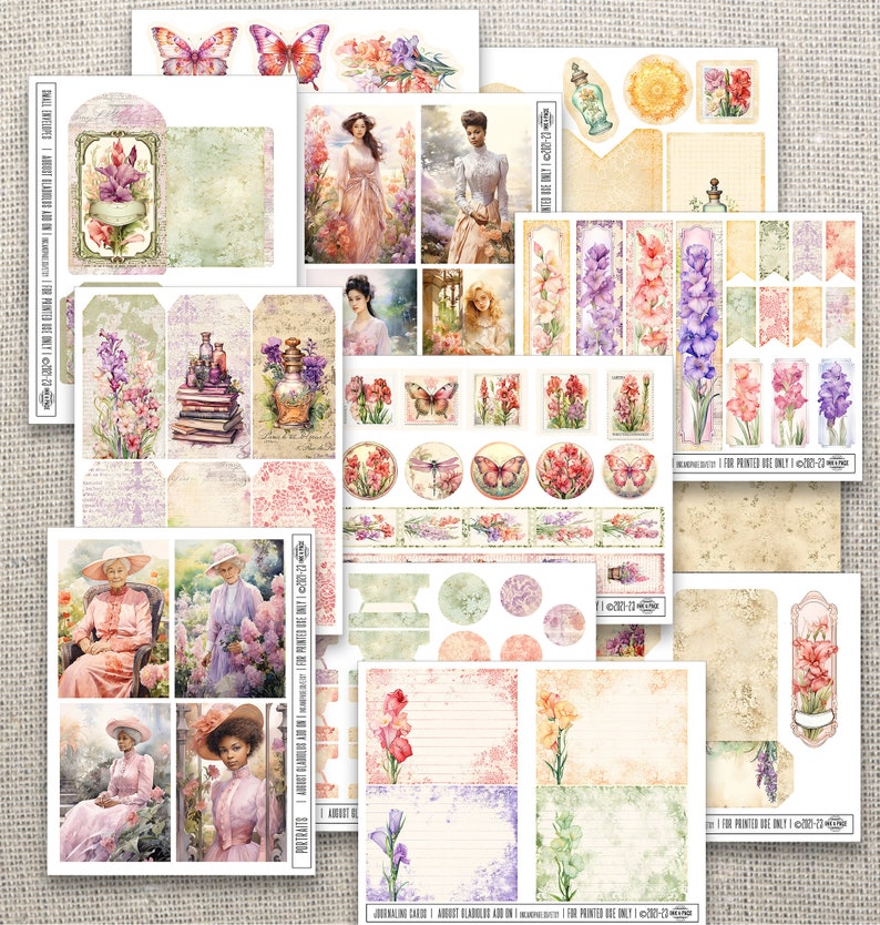 Junk Journal Printable Ephemera Kit August Birth Month Journaling Add ...