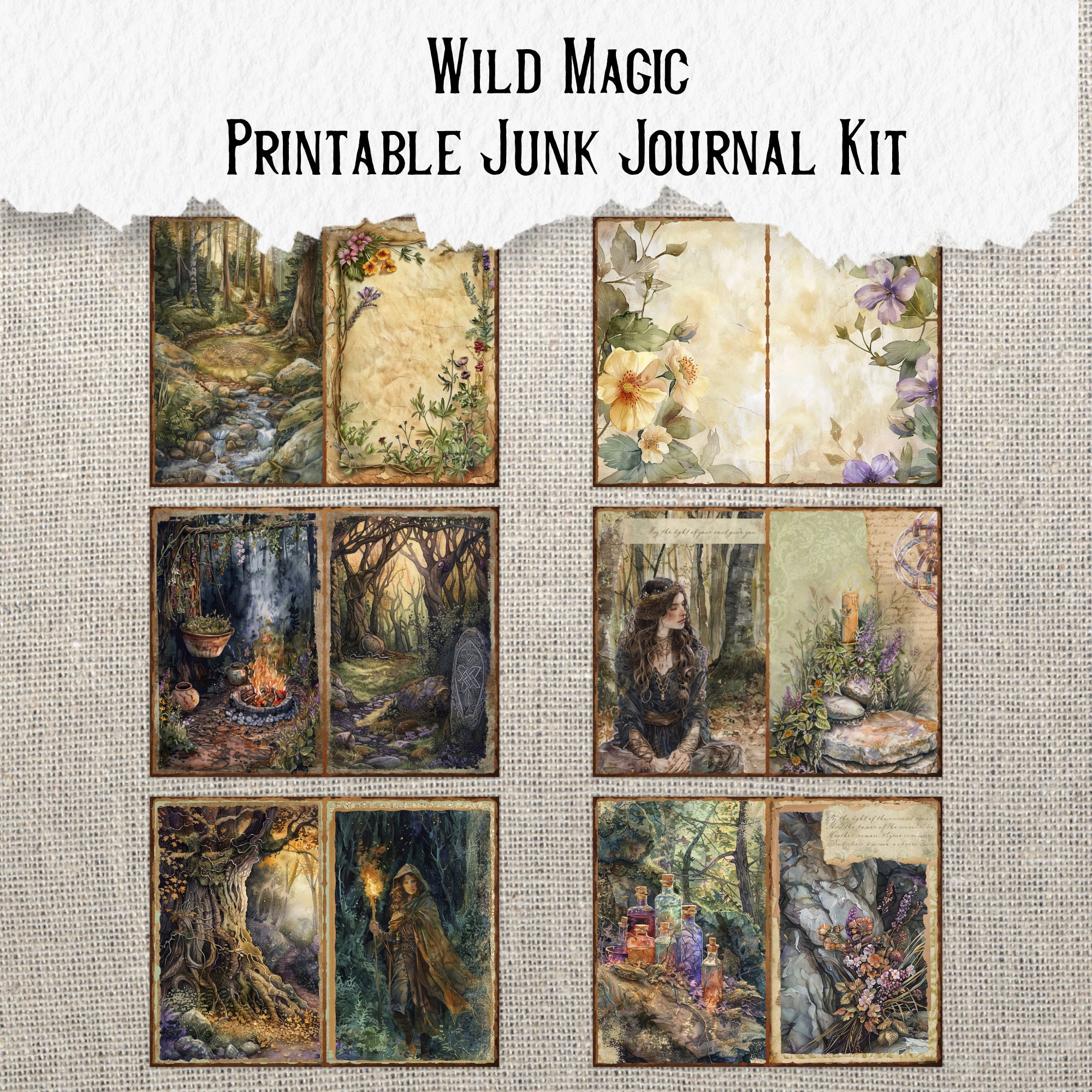 Wild Magic Junk Journal Printable Kit Celtic Digital Download Herbal ...