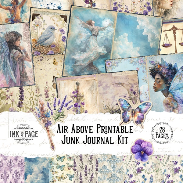 Air Above Elemental Junk Journal Printable Kit Four Elements Digital Download Astrological Book of Shadows Nature Scrapbook Fairy Ephemera