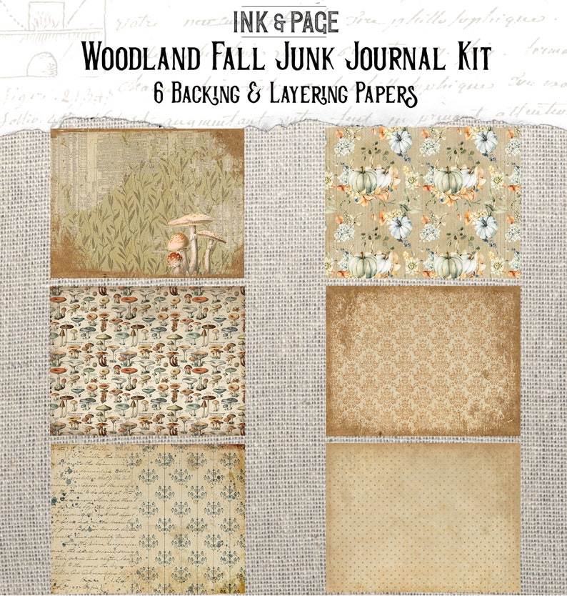 Woodland Fall Junk Journal Printable Kit, Vintage Forest, Shabby Chic ...