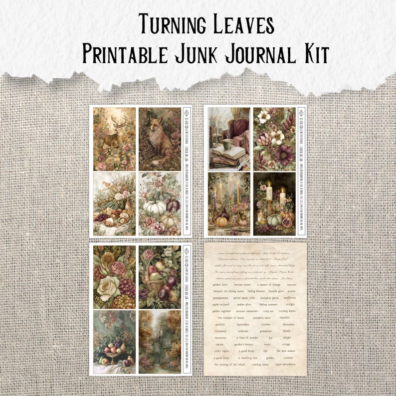 Autumn Junk Journal Printable Kit: Vintage Botanical Ephemera (digital ...