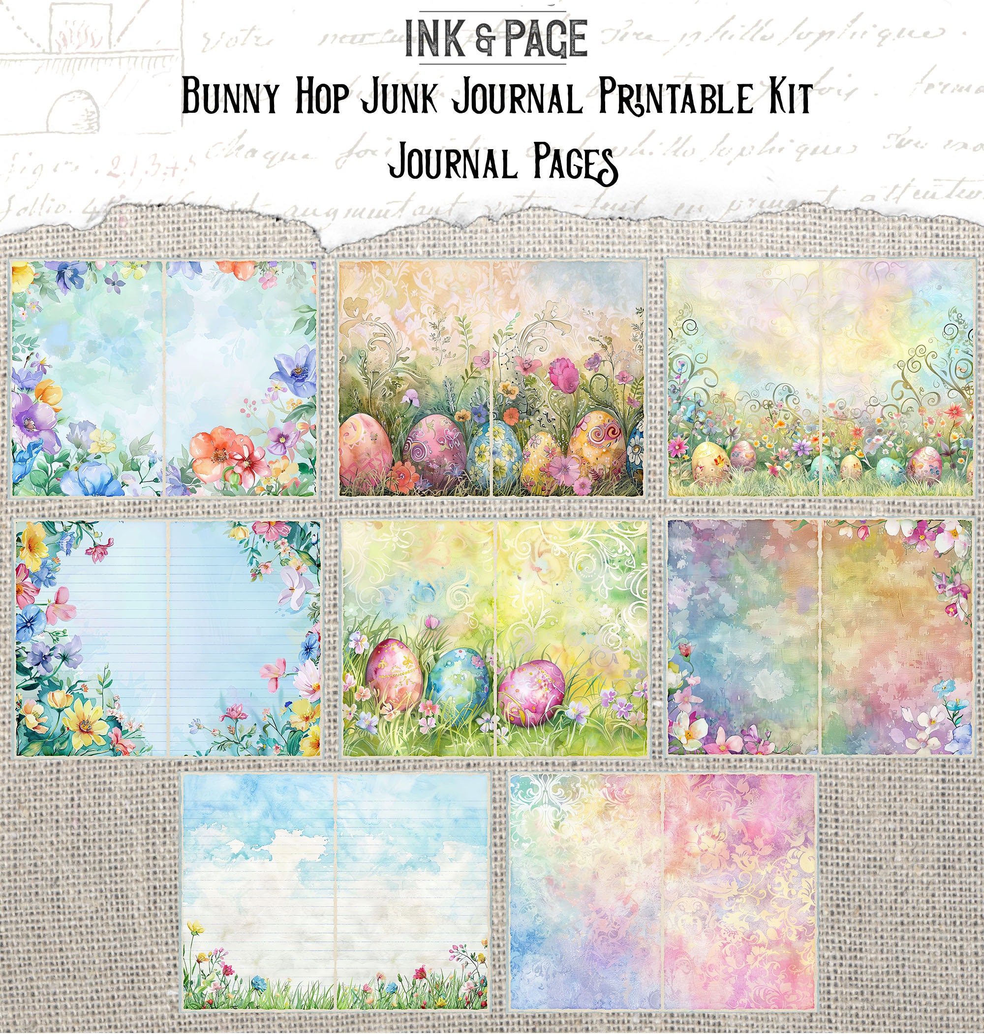 Bunny Hop Junk Journal Printable Easter Egg Digital Download Spring ...