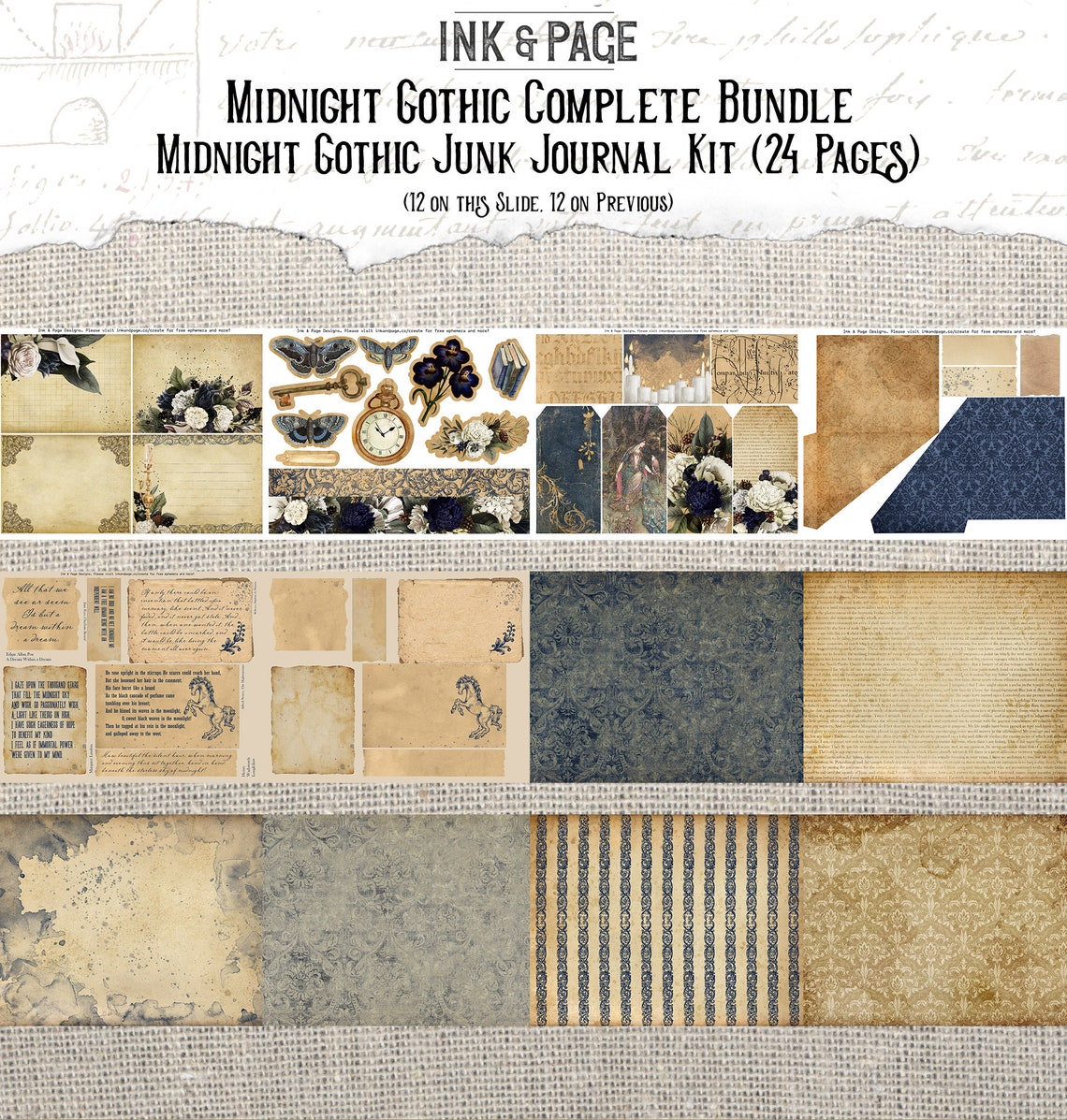 Midnight Gothic Printable Junk Journal Bundle Digital Download Ephemera ...