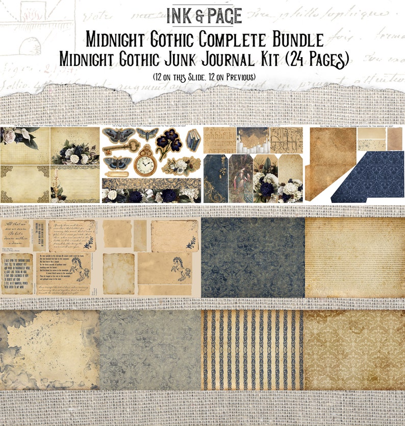Midnight Gothic Printable Junk Journal Bundle Digital Download Ephemera ...