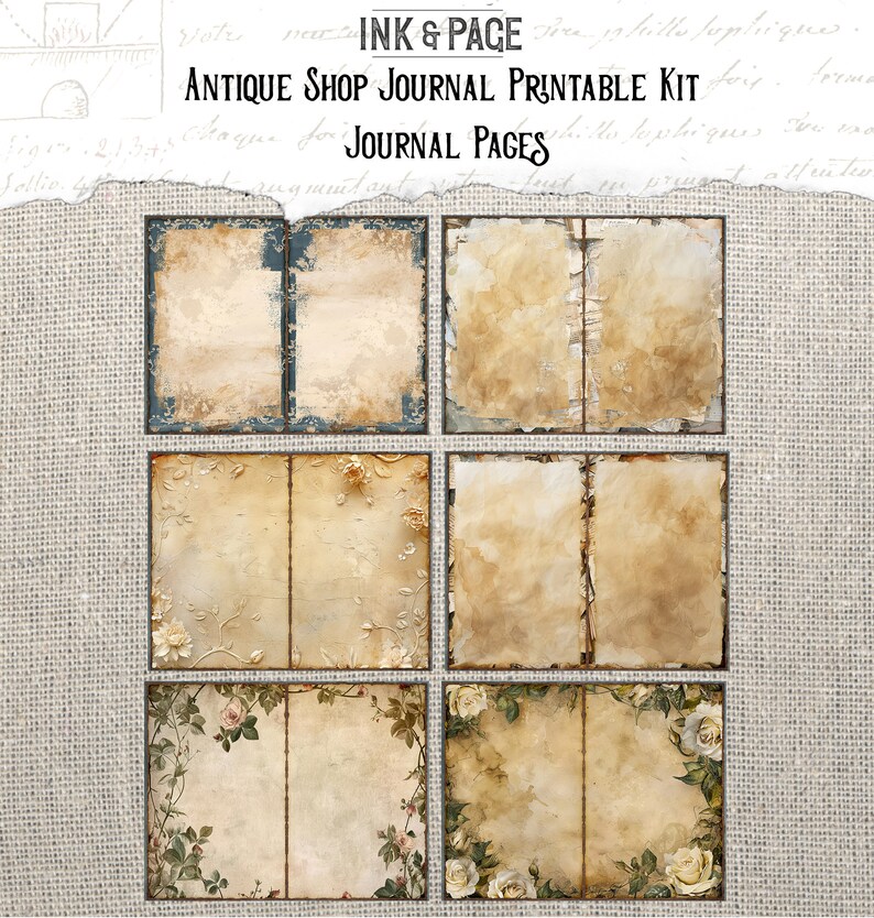 Antique Shop Junk Journal Printable Kit Shabby Chic Digital Download Vintage Ephemera Grunge ...