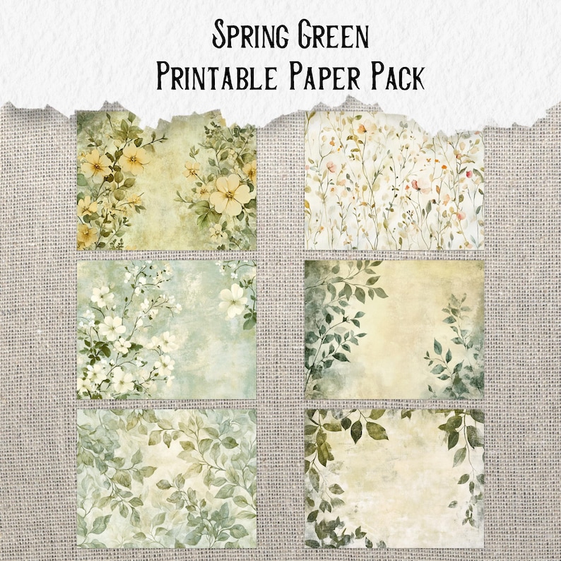 Spring Green Printable Paper Pack Grungy Gothic Digital Download Junk ...