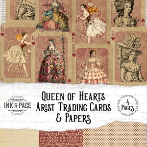 Valentine’s Day Printable Junk Journal Ephemera Pack, Queen of Hearts, Dark Academia, Victorian Digital Download, Shabby Chic, Scrapbooking
