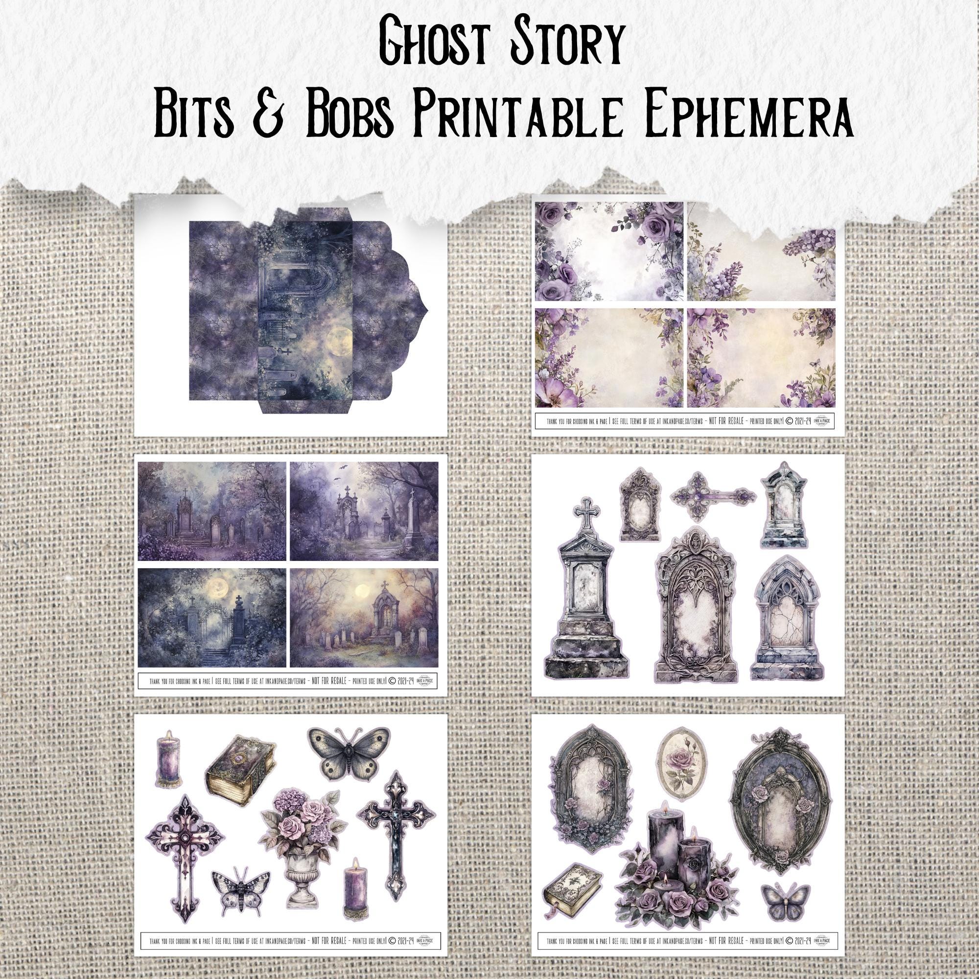 Ghost Story Printable Junk Journal Ephemera Haunted Graveyard Tag ...