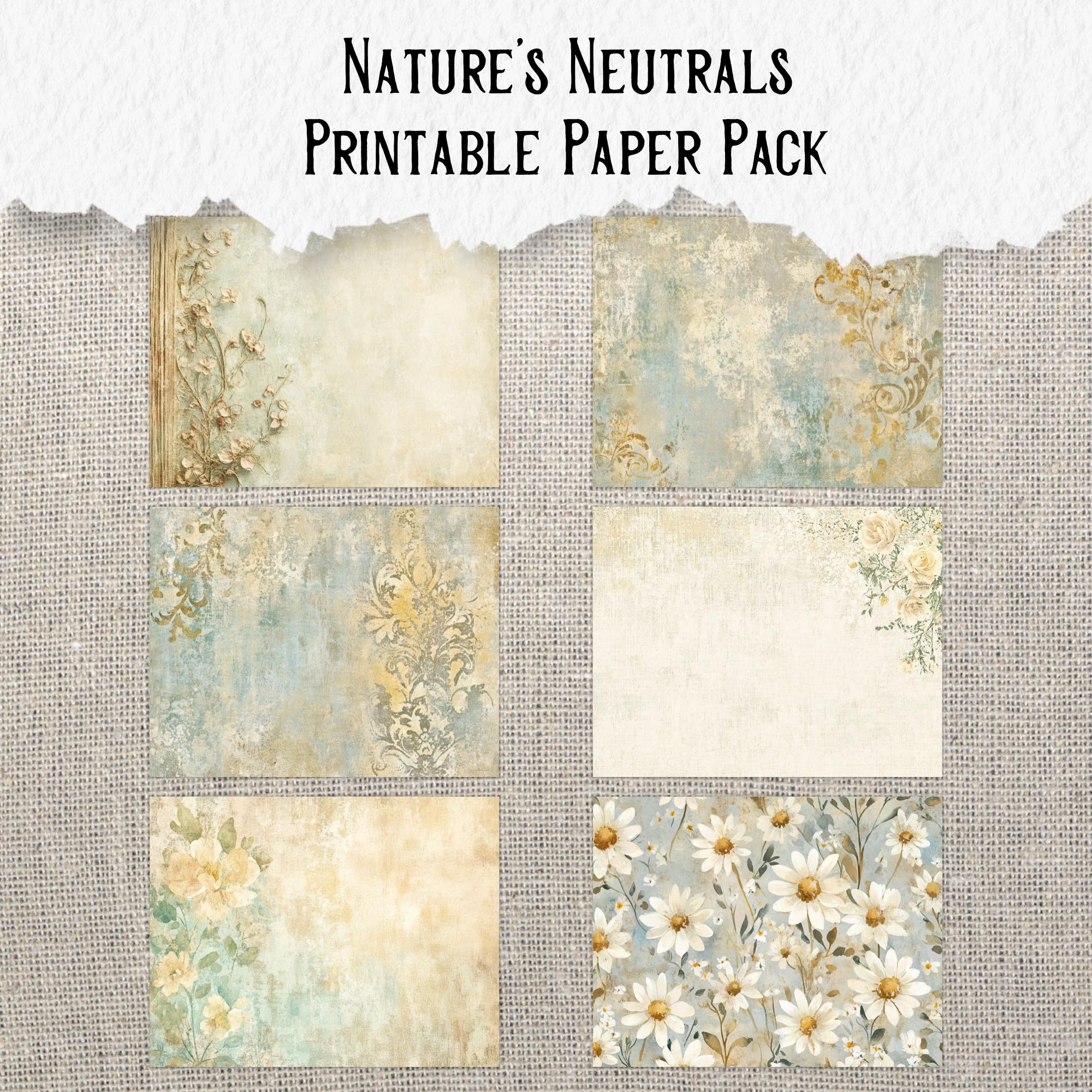 Nature's Neutrals Printable Paper Pack Grungy Gothic Digital Download ...