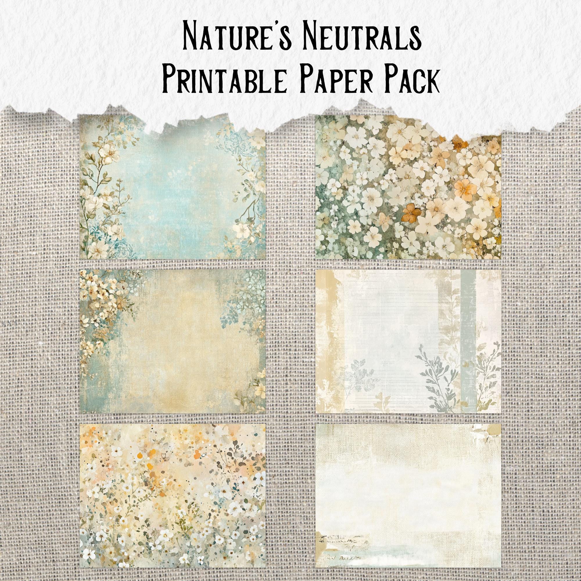 Nature's Neutrals Printable Paper Pack Grungy Gothic Digital Download ...