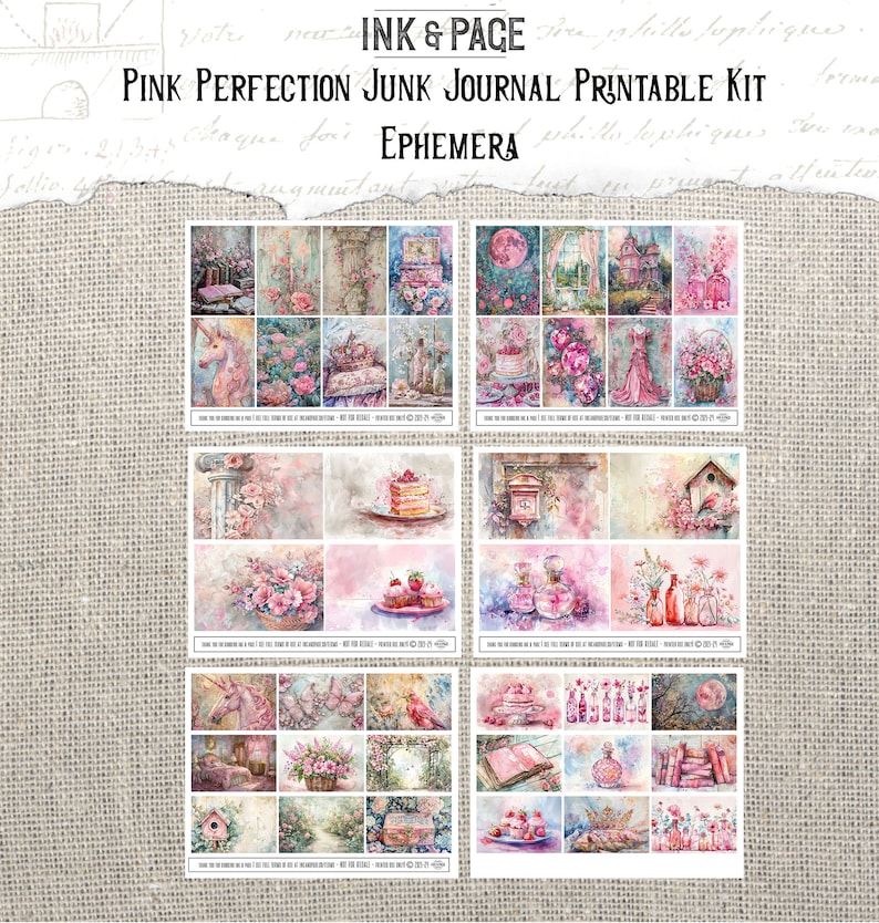Pink Perfection Junk Journal Printable Kit Shabby Ephemera Digital ...