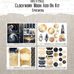 Moon Junk Journal Ephemera Printable Embellishments Steampunk Celestial ...