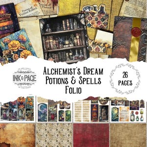 Alchemists Dream Potions and Spells Folio Wizard Junk Journal Printable Project Medieval Science Esoteric Magic Papercraft Mystical Ephemera