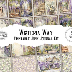 Wisteria Way Junk Journal Printable Kit Nature Sanctuary Digital Download Purple Scrapbook Enchanted Garden Ephemera Meditation Tranquility