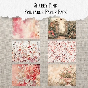 Shabby Pink Printable Paper Pack Grungy Gothic Digital Download Junk ...