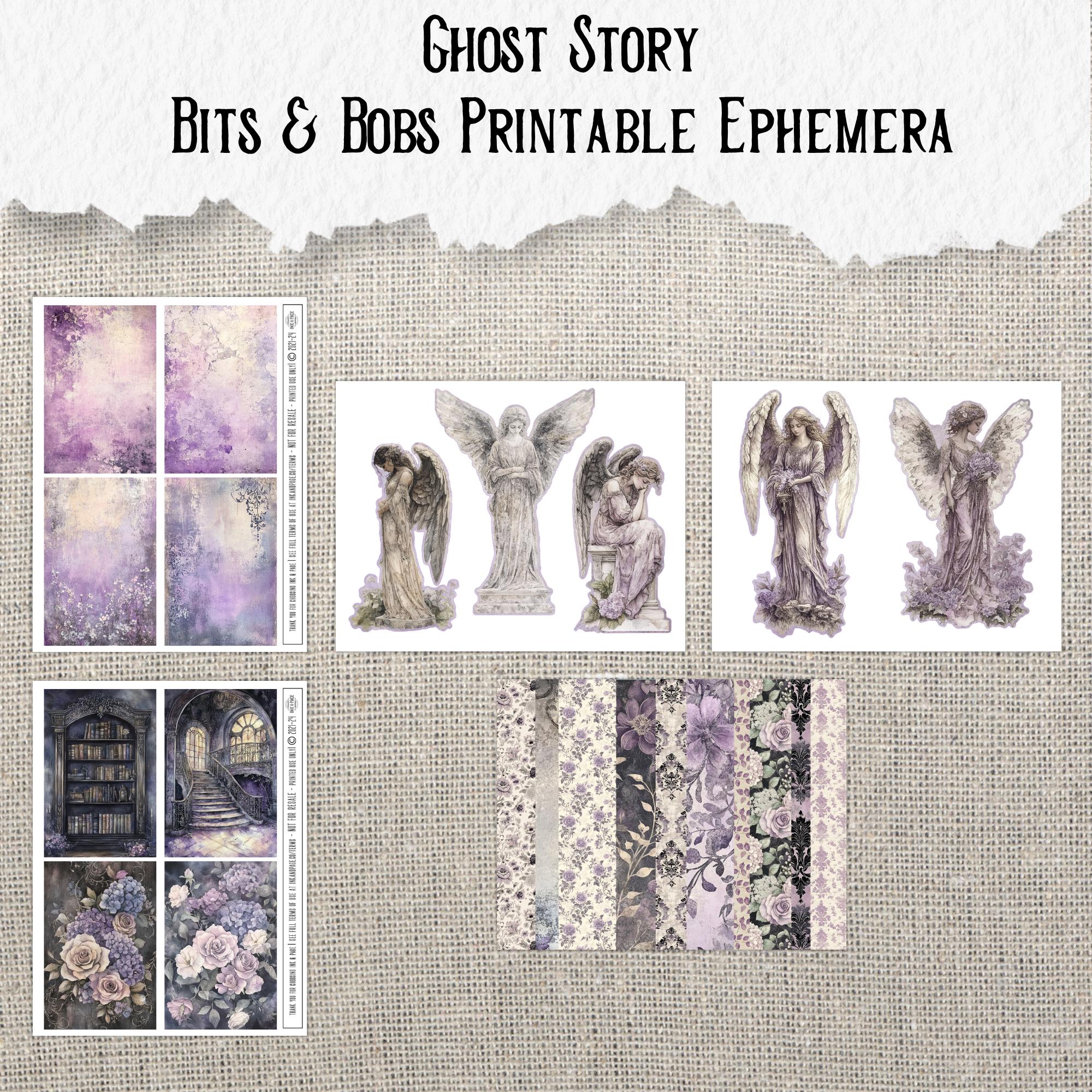 Ghost Story Printable Junk Journal Ephemera Haunted Graveyard Tag ...