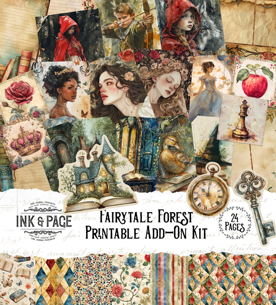 Fairytale Forest Junk Journal Add-on Ephemera Printable Kit Magic ...