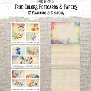 True Colors Postcards Printable, Rainbow Floral, Junk Journal Ephemera ...