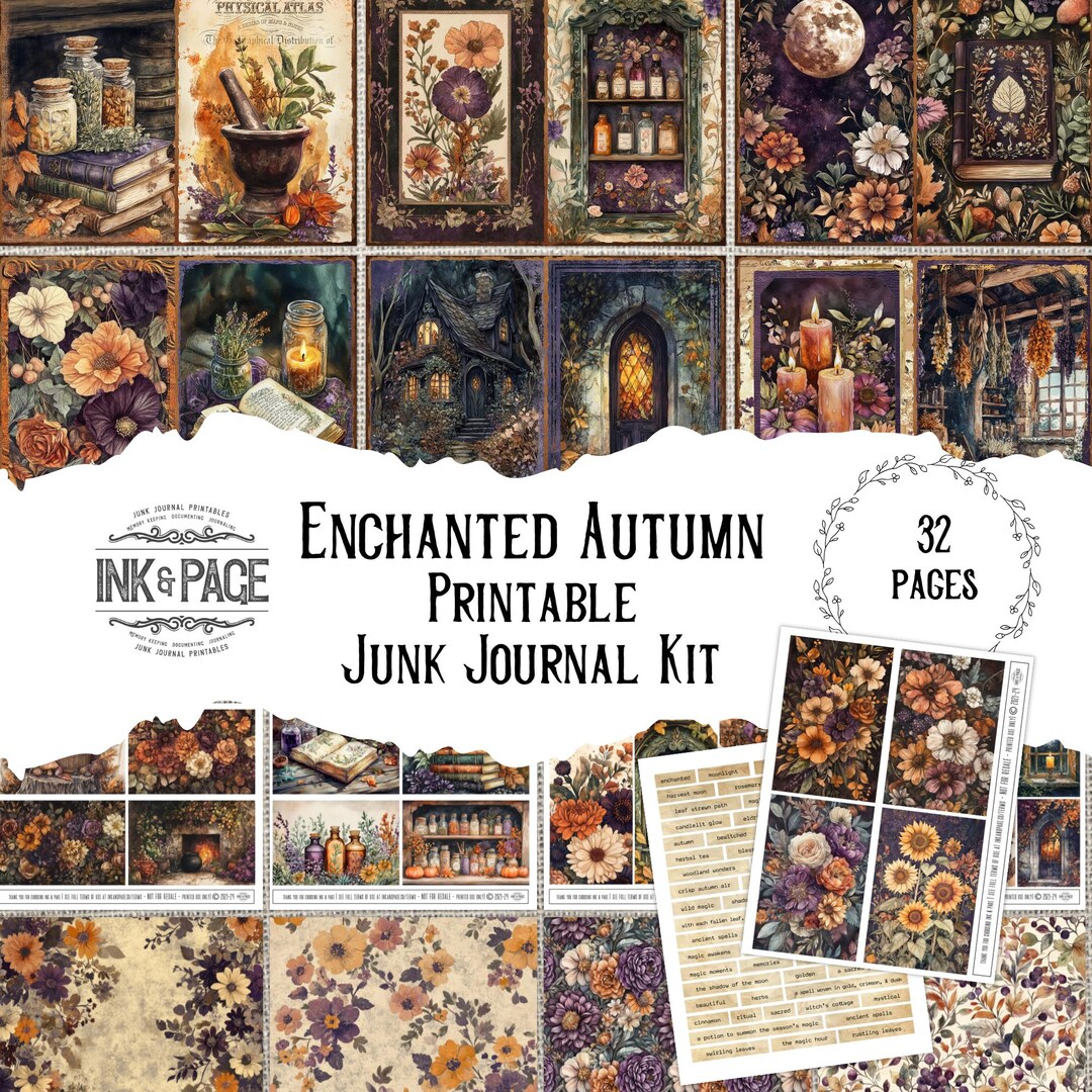 Enchanted Autumn Junk Journal Printable Kit Magical Fall Forest Digital ...