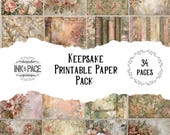 Keepsake Collage Printable Paper Pack Mixed Media Art Scrappy Layers Digital Paper Crafting Kit Scrapbook Papers Butterflies and Nature