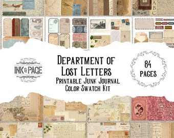 Kit de muestras de color del Departamento de Cartas Perdidas: Efímeros postales auténticos vintage y kit para diario creativo.